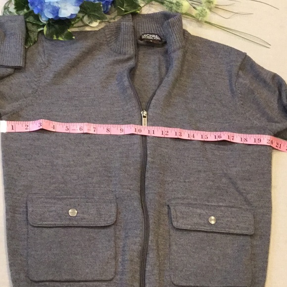 Michael Kors Gray Sweater Jacket Med Zip Cardigan - Picture 3 of 7